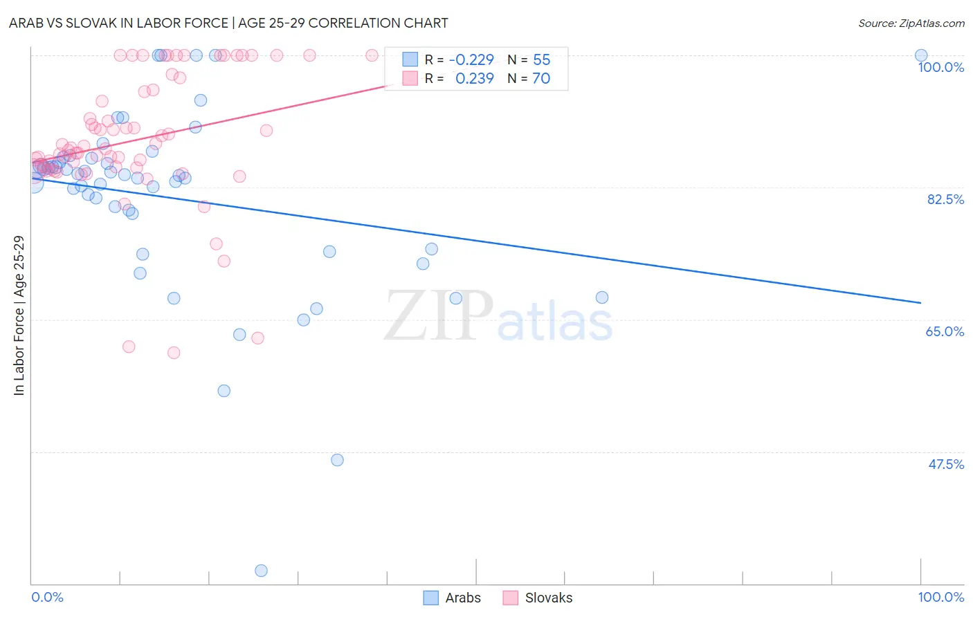 Arab vs Slovak In Labor Force | Age 25-29
