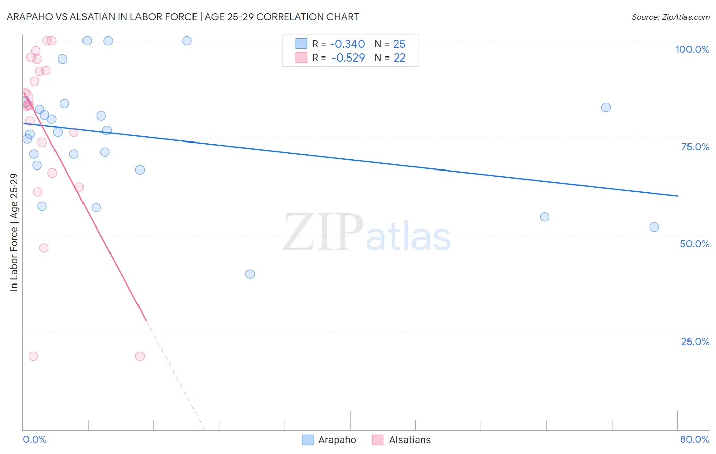 Arapaho vs Alsatian In Labor Force | Age 25-29
