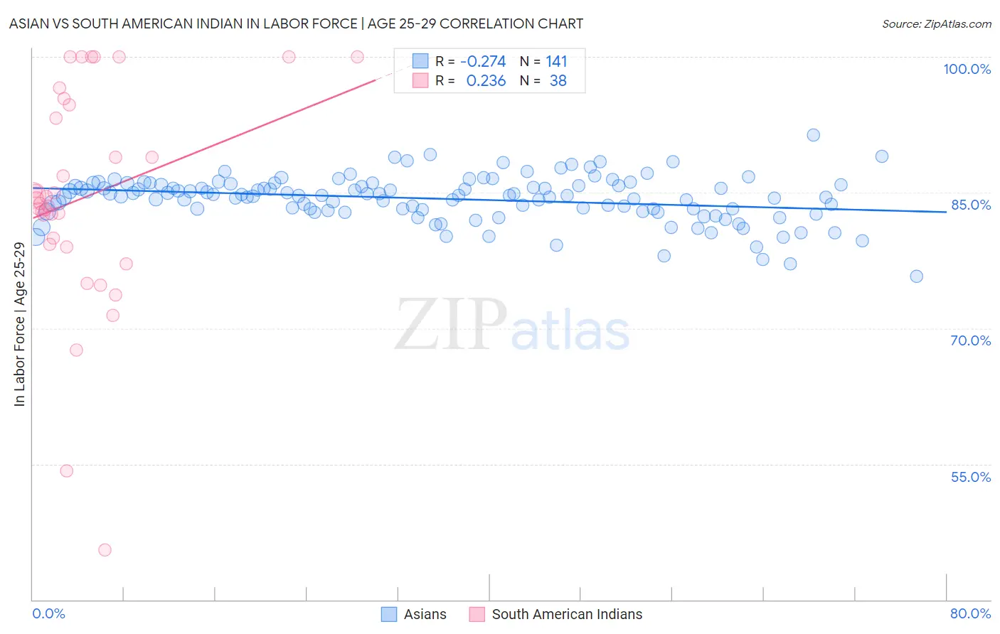 Asian vs South American Indian In Labor Force | Age 25-29