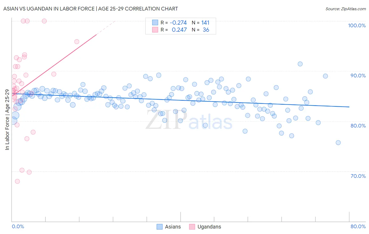 Asian vs Ugandan In Labor Force | Age 25-29