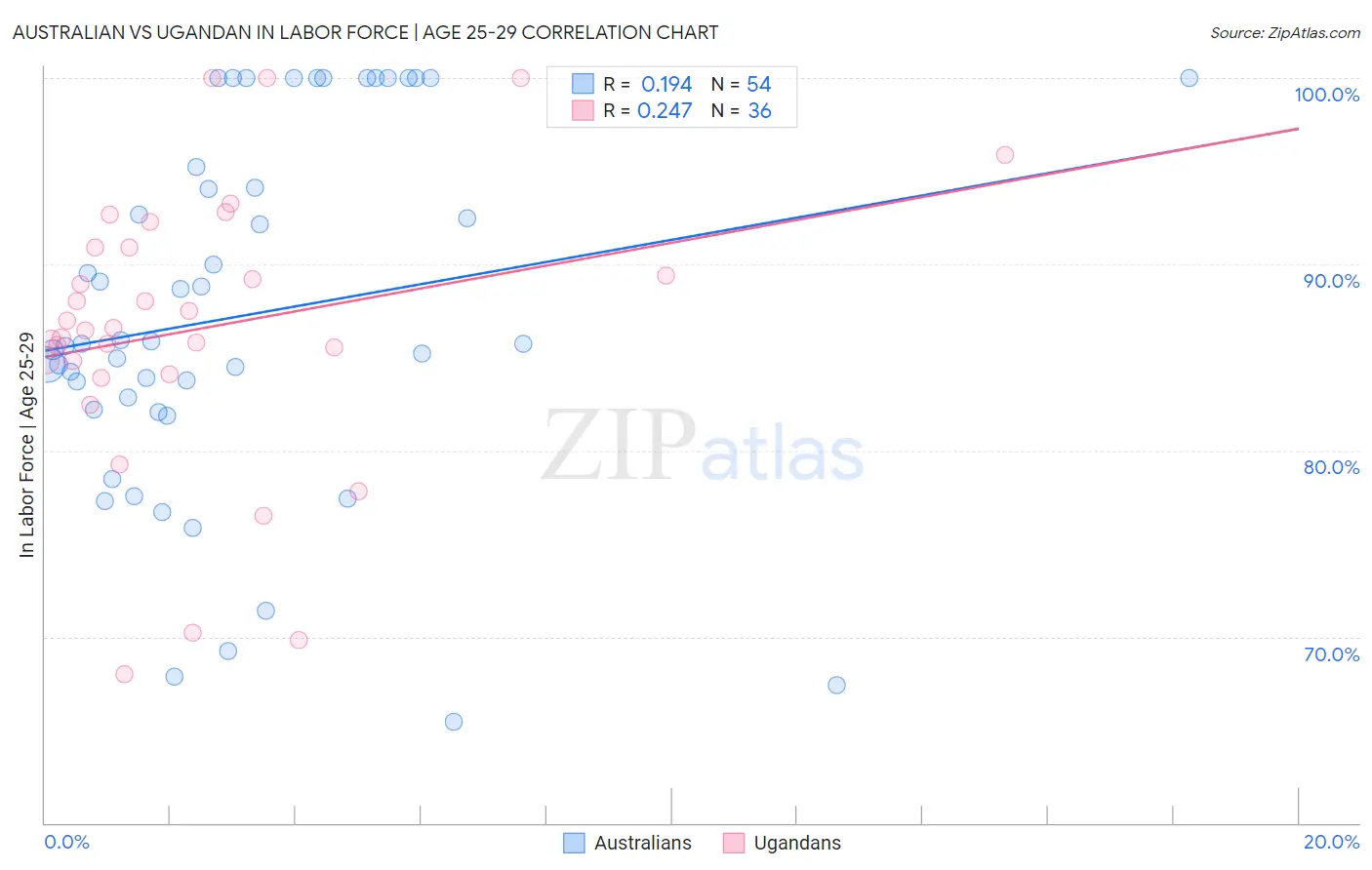 Australian vs Ugandan In Labor Force | Age 25-29