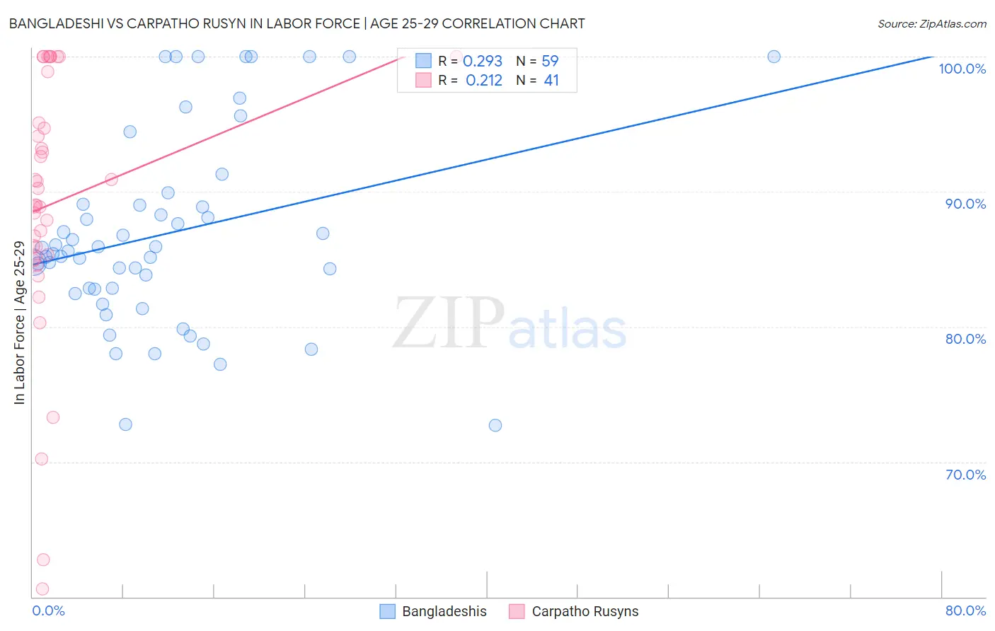 Bangladeshi vs Carpatho Rusyn In Labor Force | Age 25-29