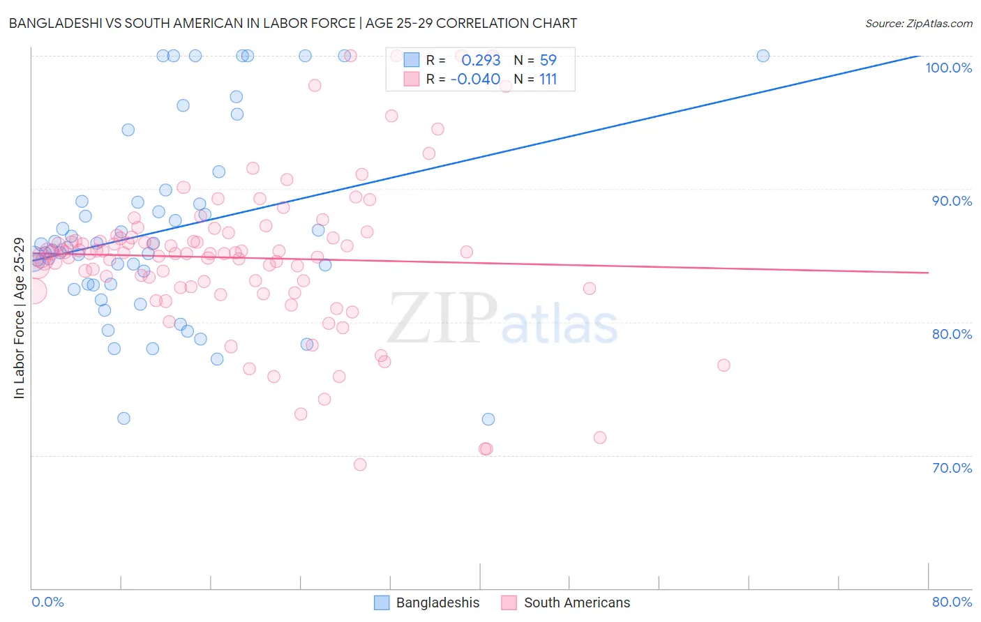 Bangladeshi vs South American In Labor Force | Age 25-29