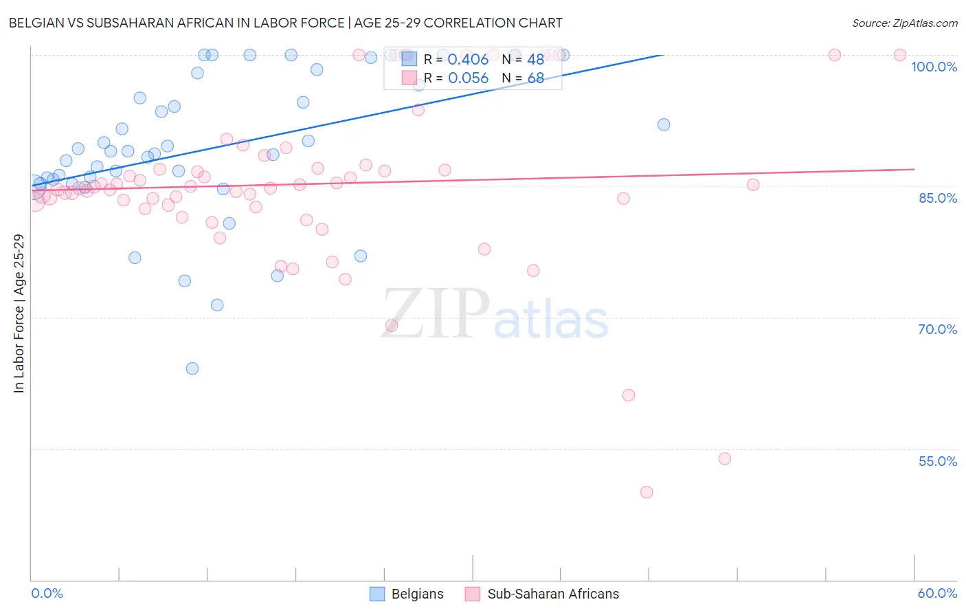 Belgian vs Subsaharan African In Labor Force | Age 25-29