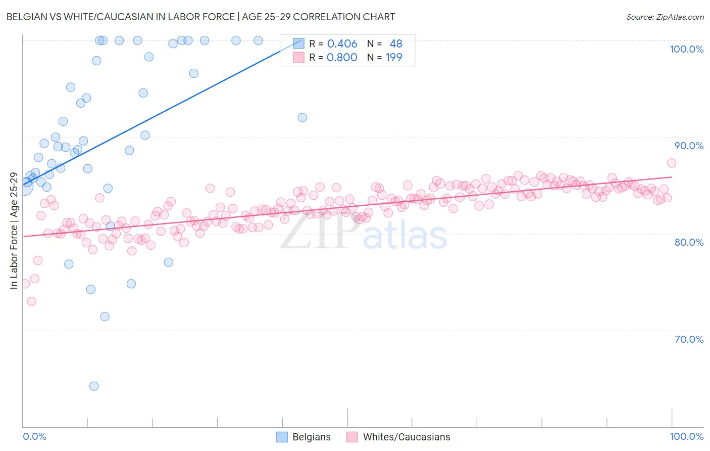 Belgian vs White/Caucasian In Labor Force | Age 25-29