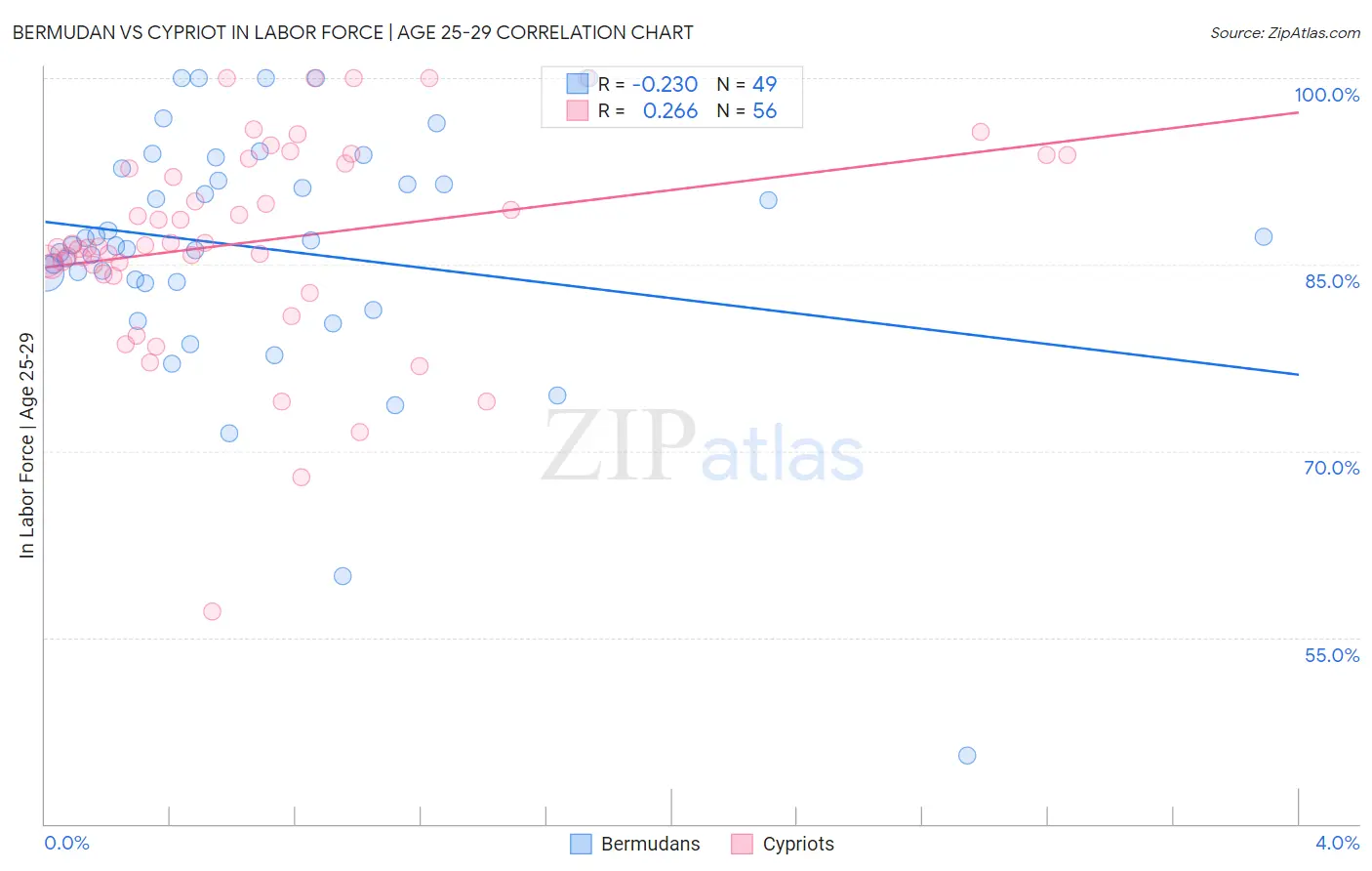 Bermudan vs Cypriot In Labor Force | Age 25-29