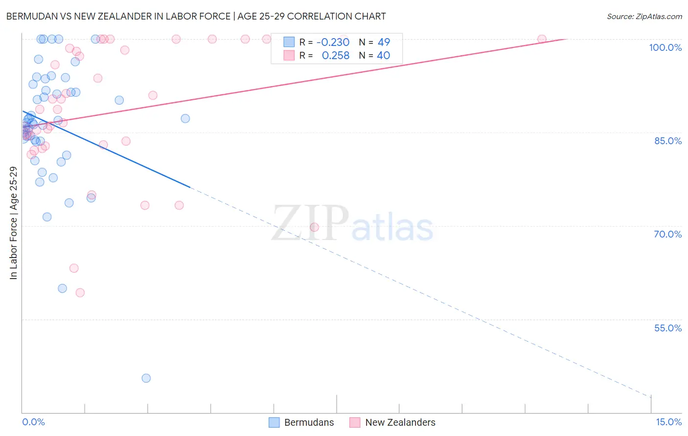 Bermudan vs New Zealander In Labor Force | Age 25-29