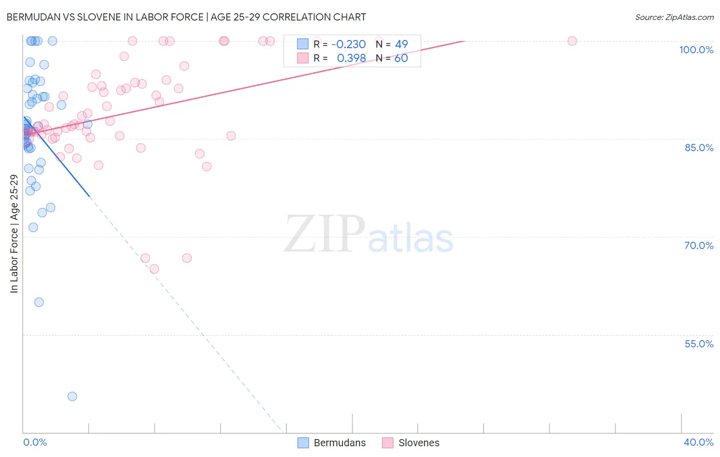 Bermudan vs Slovene In Labor Force | Age 25-29