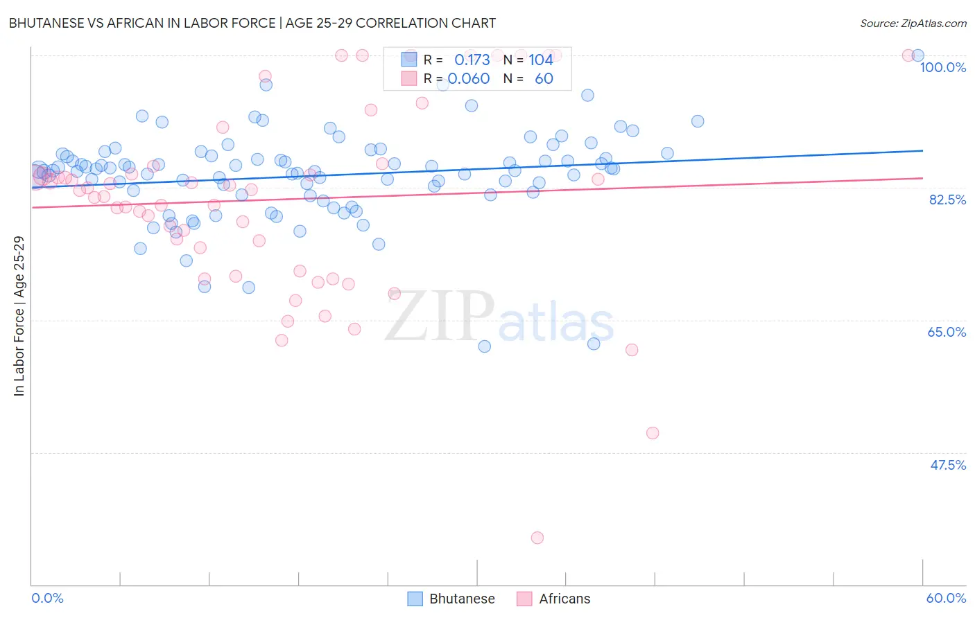 Bhutanese vs African In Labor Force | Age 25-29