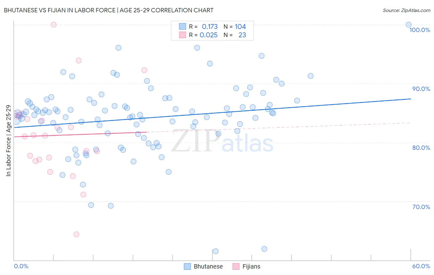 Bhutanese vs Fijian In Labor Force | Age 25-29
