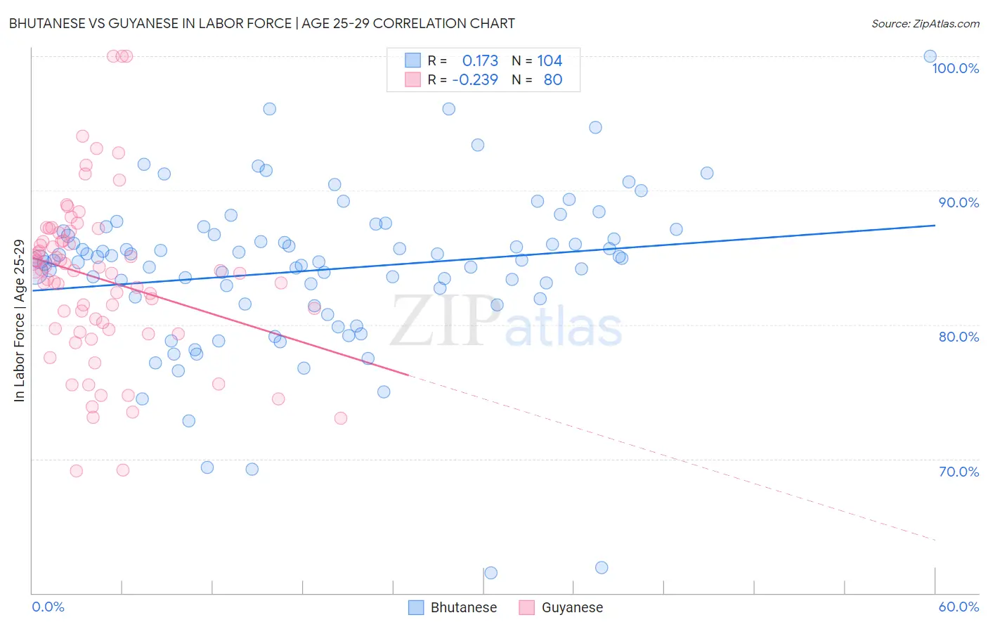 Bhutanese vs Guyanese In Labor Force | Age 25-29