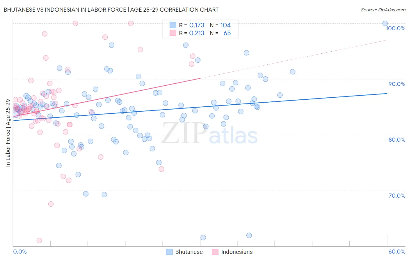 Bhutanese vs Indonesian In Labor Force | Age 25-29