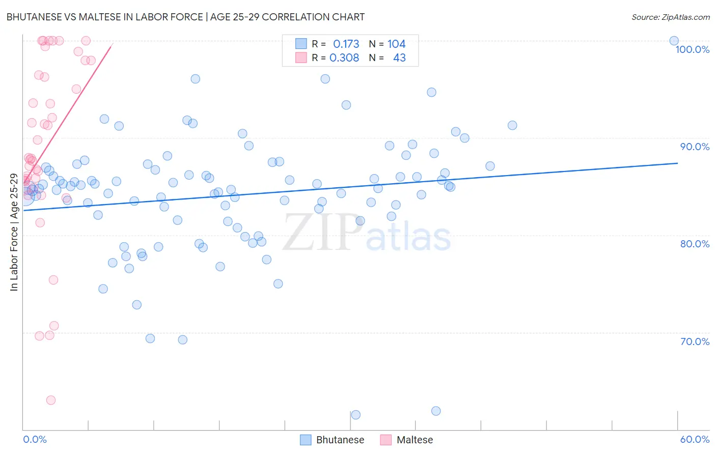 Bhutanese vs Maltese In Labor Force | Age 25-29
