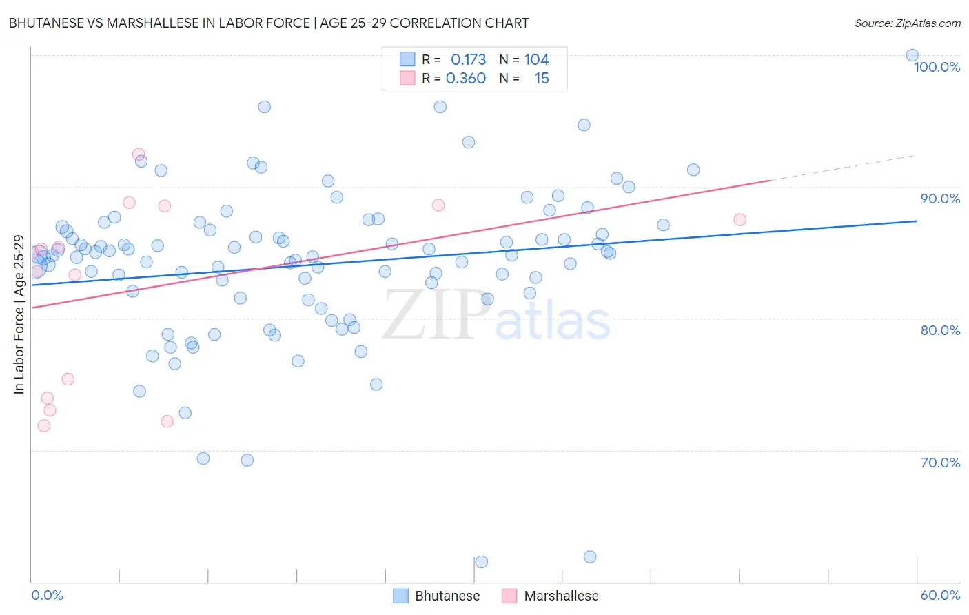 Bhutanese vs Marshallese In Labor Force | Age 25-29