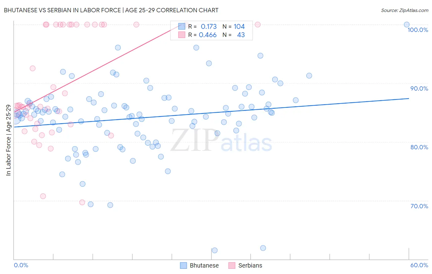 Bhutanese vs Serbian In Labor Force | Age 25-29