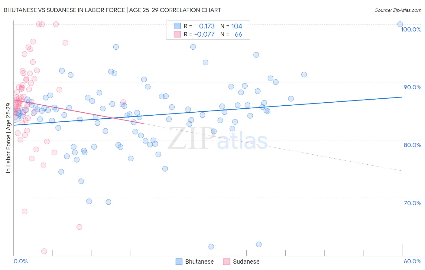 Bhutanese vs Sudanese In Labor Force | Age 25-29