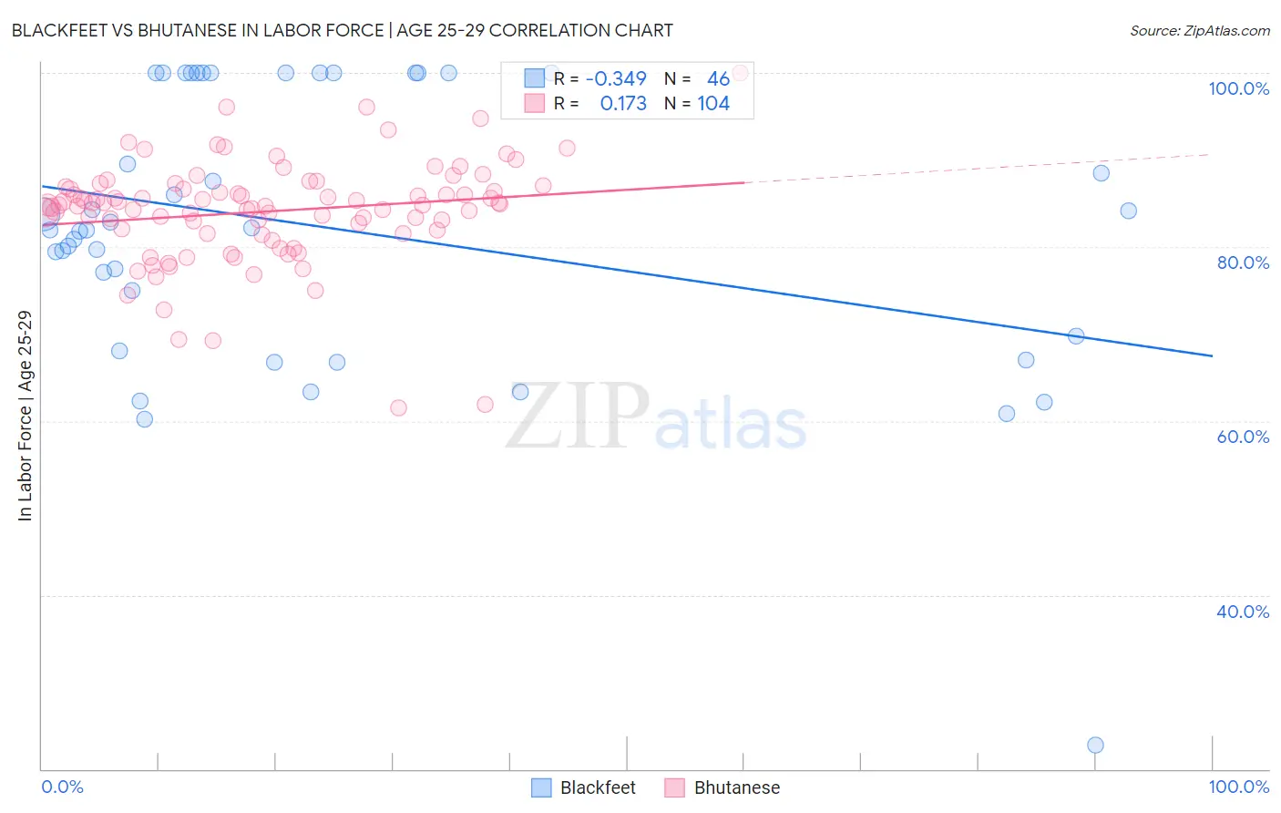 Blackfeet vs Bhutanese In Labor Force | Age 25-29
