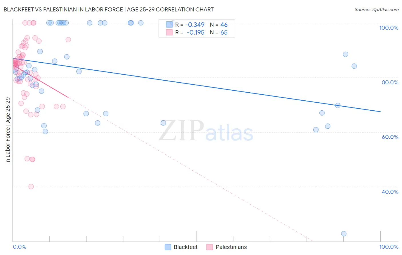Blackfeet vs Palestinian In Labor Force | Age 25-29