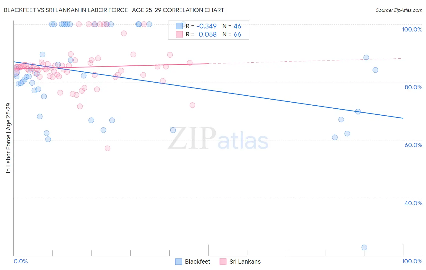 Blackfeet vs Sri Lankan In Labor Force | Age 25-29