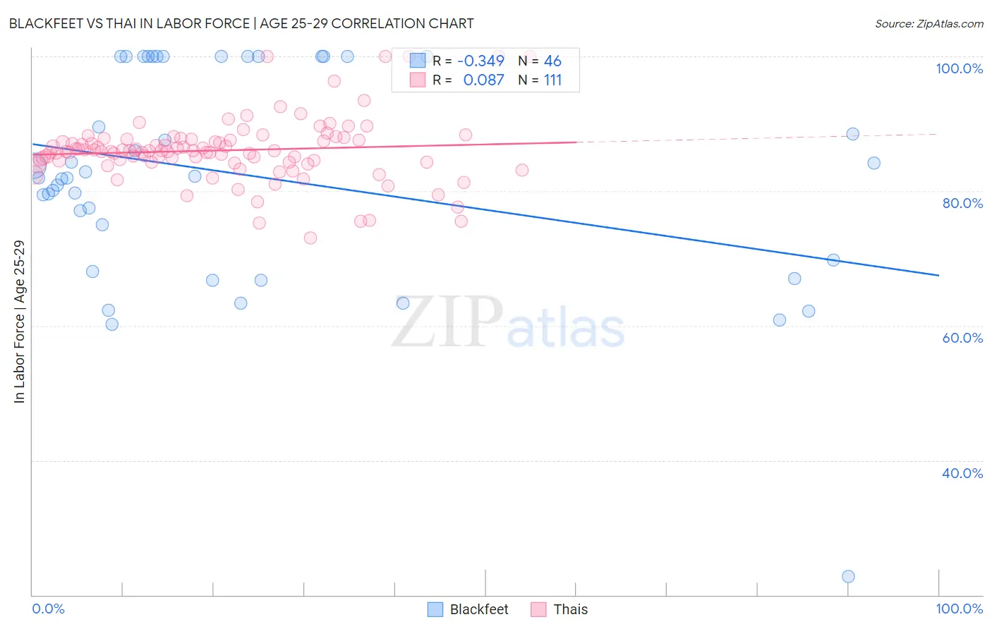 Blackfeet vs Thai In Labor Force | Age 25-29