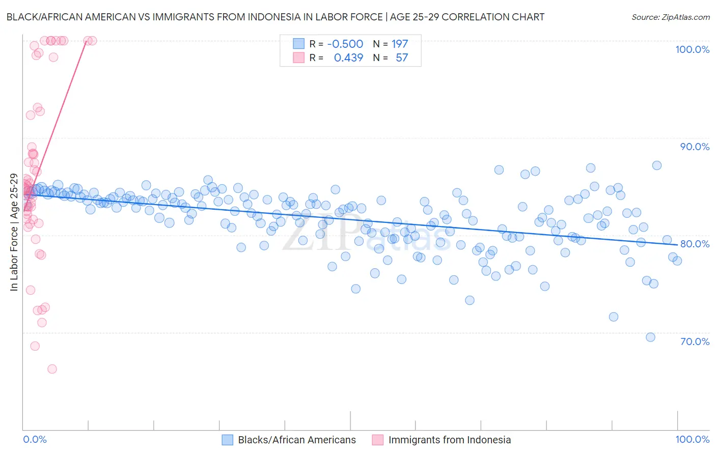 Black/African American vs Immigrants from Indonesia In Labor Force | Age 25-29