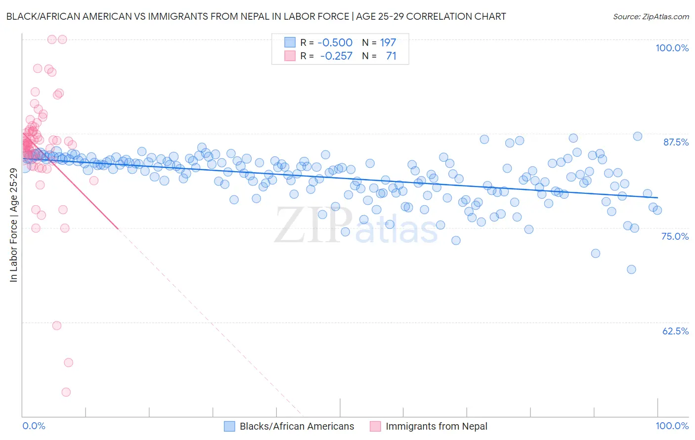 Black/African American vs Immigrants from Nepal In Labor Force | Age 25-29