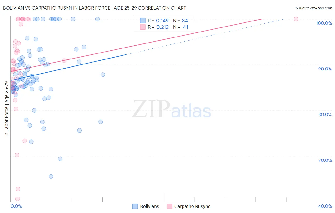 Bolivian vs Carpatho Rusyn In Labor Force | Age 25-29