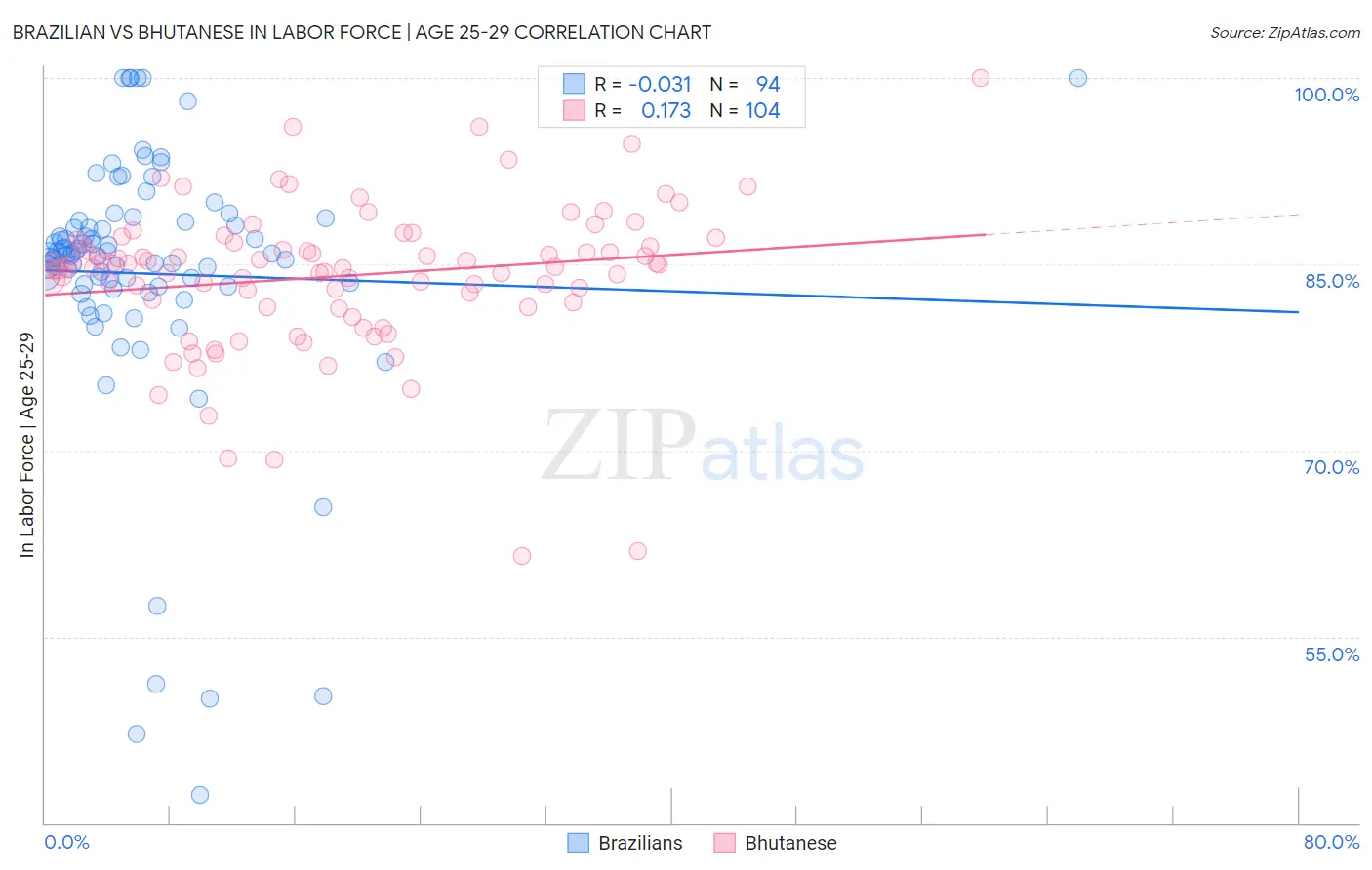 Brazilian vs Bhutanese In Labor Force | Age 25-29
