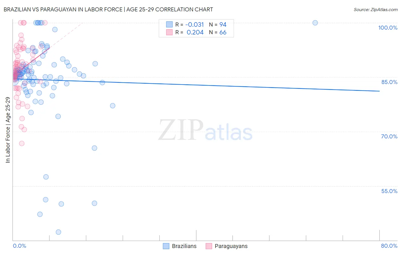 Brazilian vs Paraguayan In Labor Force | Age 25-29
