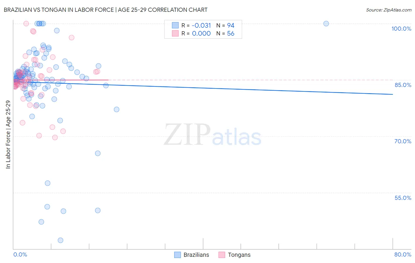 Brazilian vs Tongan In Labor Force | Age 25-29