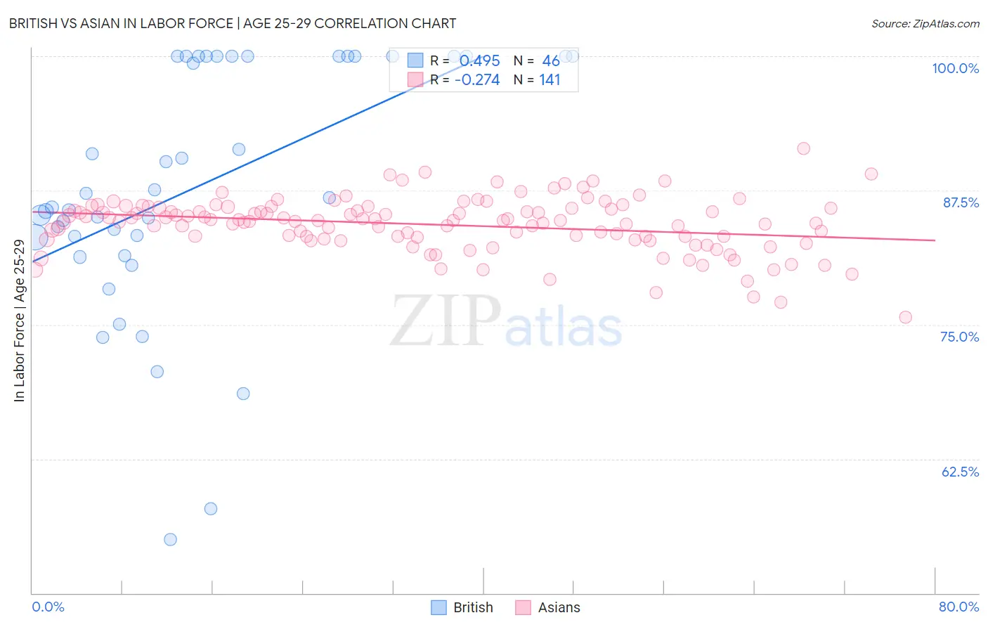 British vs Asian In Labor Force | Age 25-29