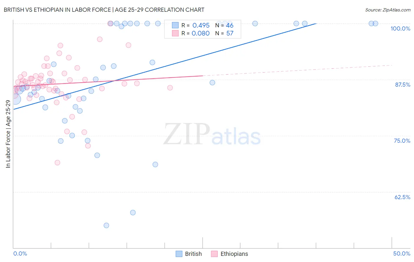 British vs Ethiopian In Labor Force | Age 25-29