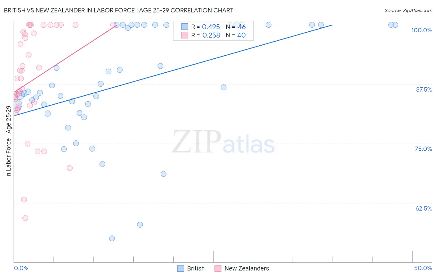 British vs New Zealander In Labor Force | Age 25-29