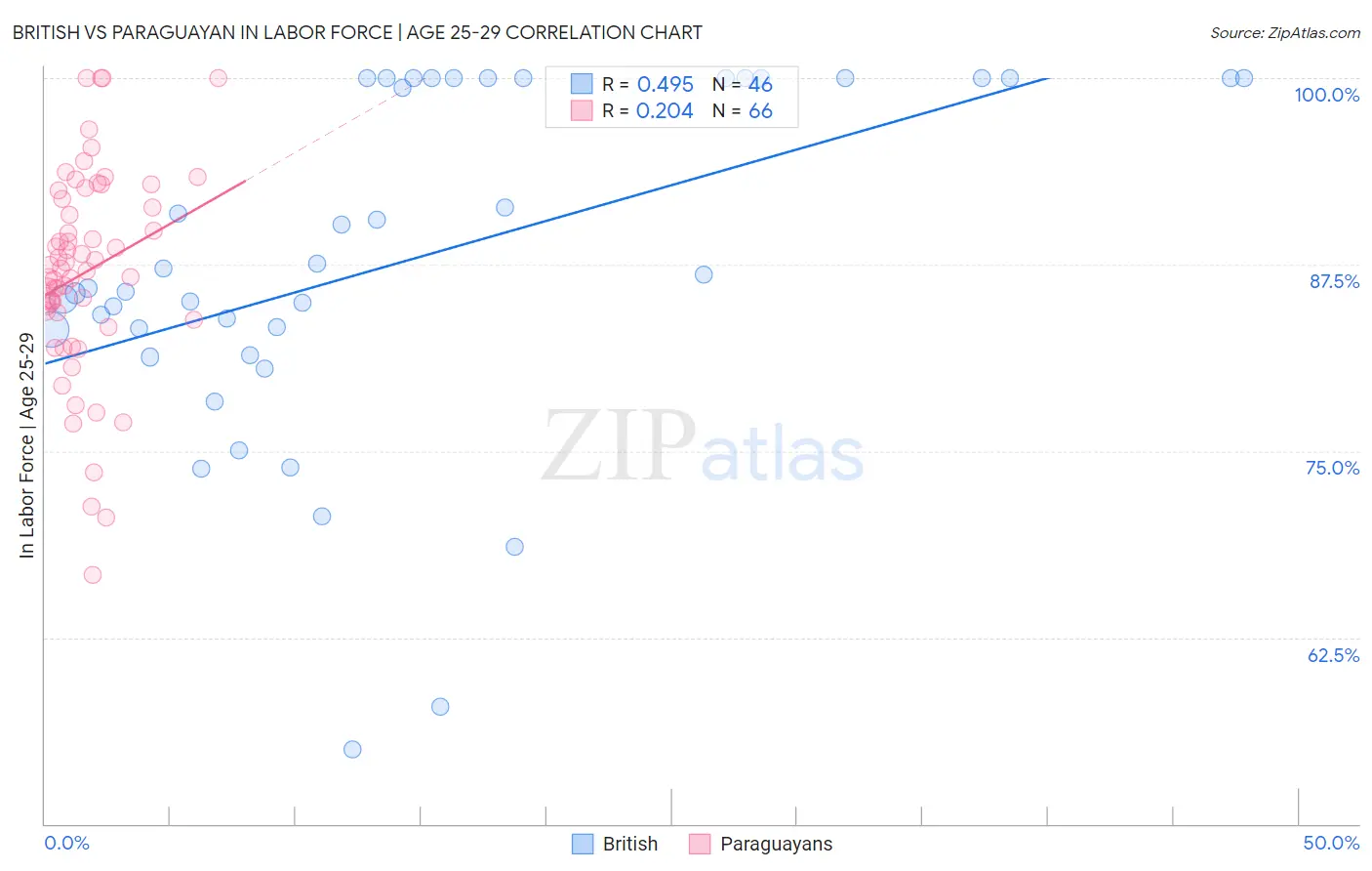 British vs Paraguayan In Labor Force | Age 25-29