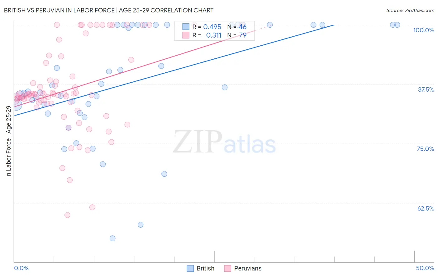 British vs Peruvian In Labor Force | Age 25-29