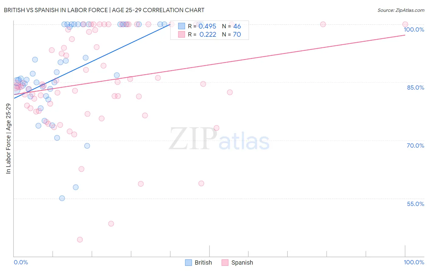 British vs Spanish In Labor Force | Age 25-29
