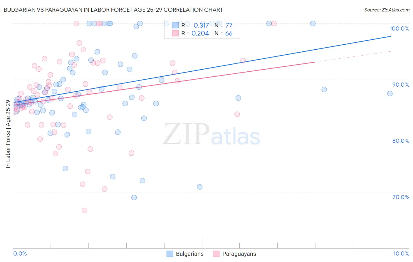 Bulgarian vs Paraguayan In Labor Force | Age 25-29
