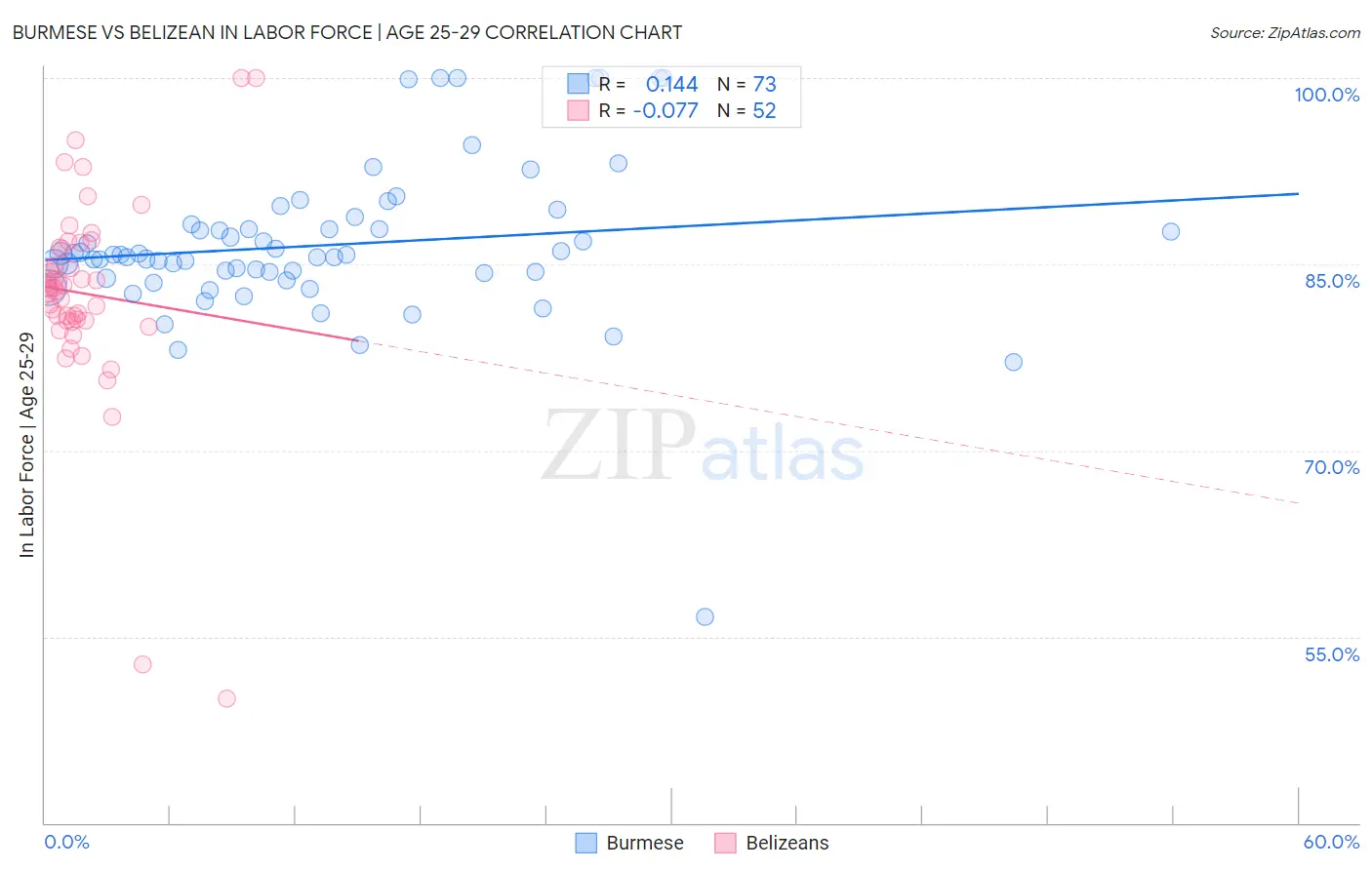 Burmese vs Belizean In Labor Force | Age 25-29