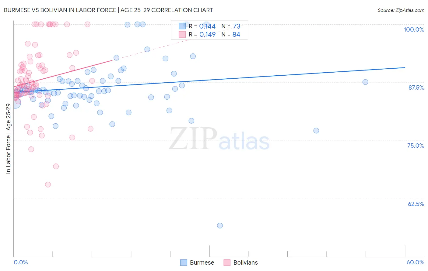 Burmese vs Bolivian In Labor Force | Age 25-29
