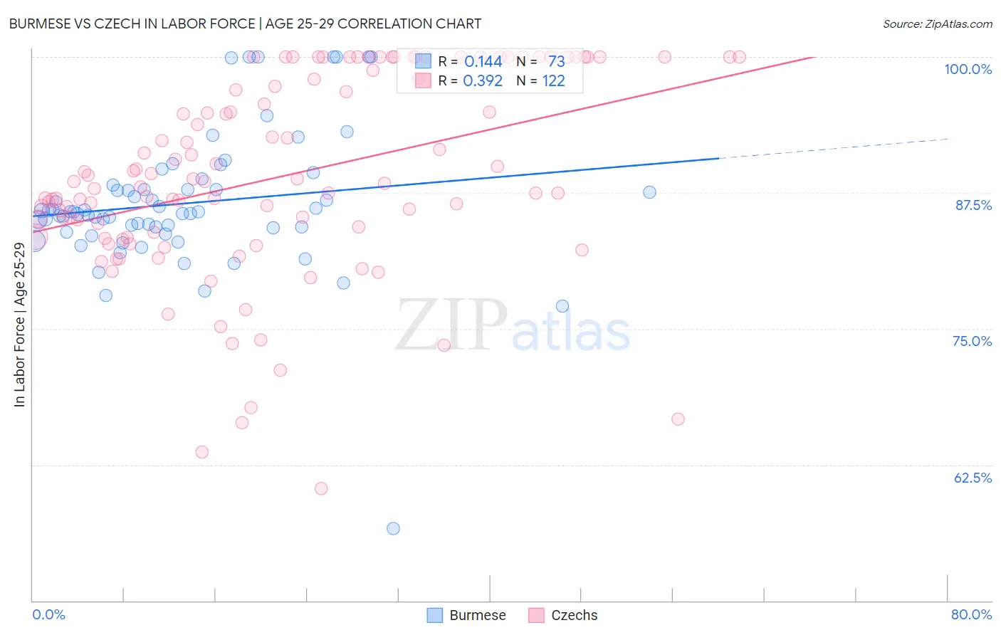 Burmese vs Czech In Labor Force | Age 25-29