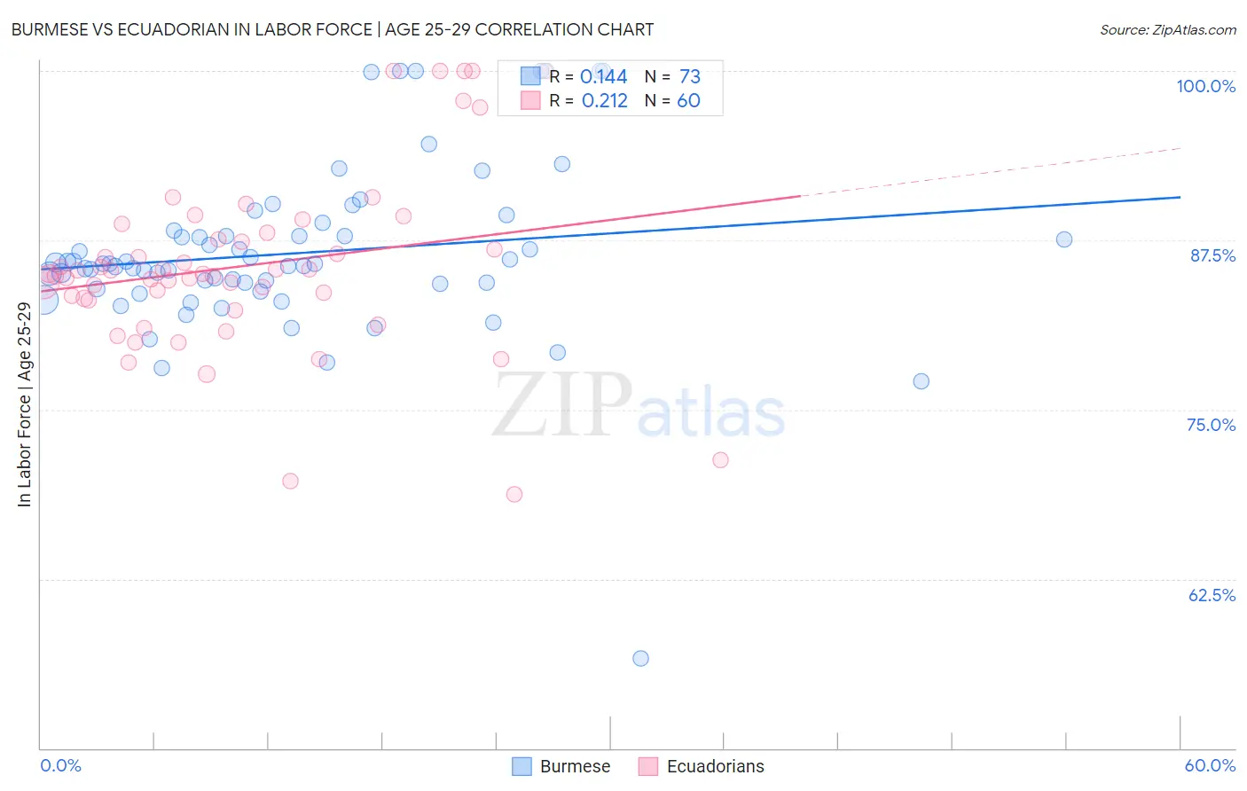 Burmese vs Ecuadorian In Labor Force | Age 25-29
