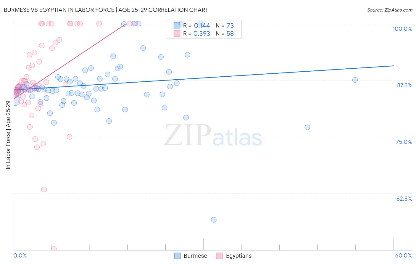 Burmese vs Egyptian In Labor Force | Age 25-29
