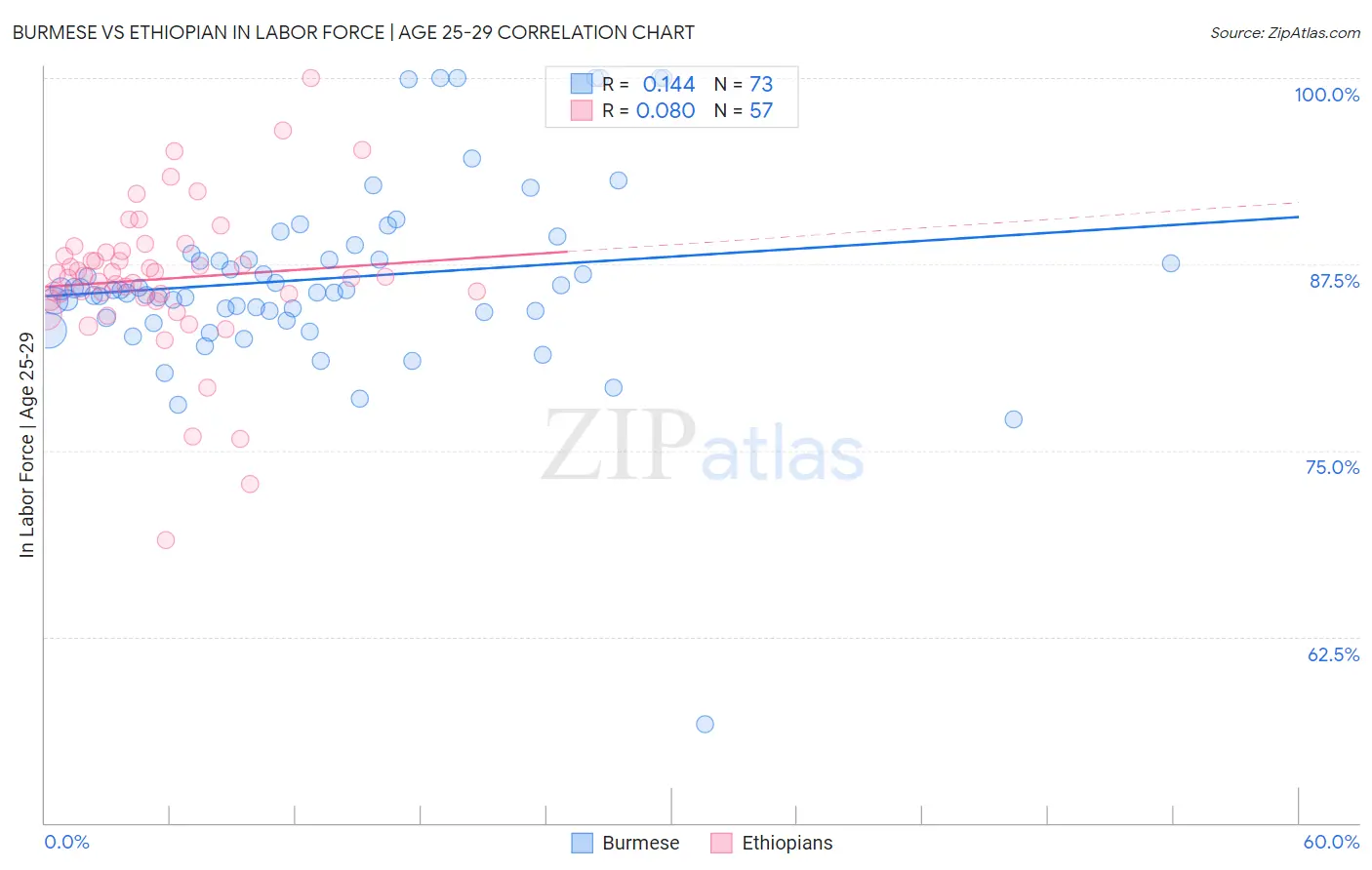 Burmese vs Ethiopian In Labor Force | Age 25-29