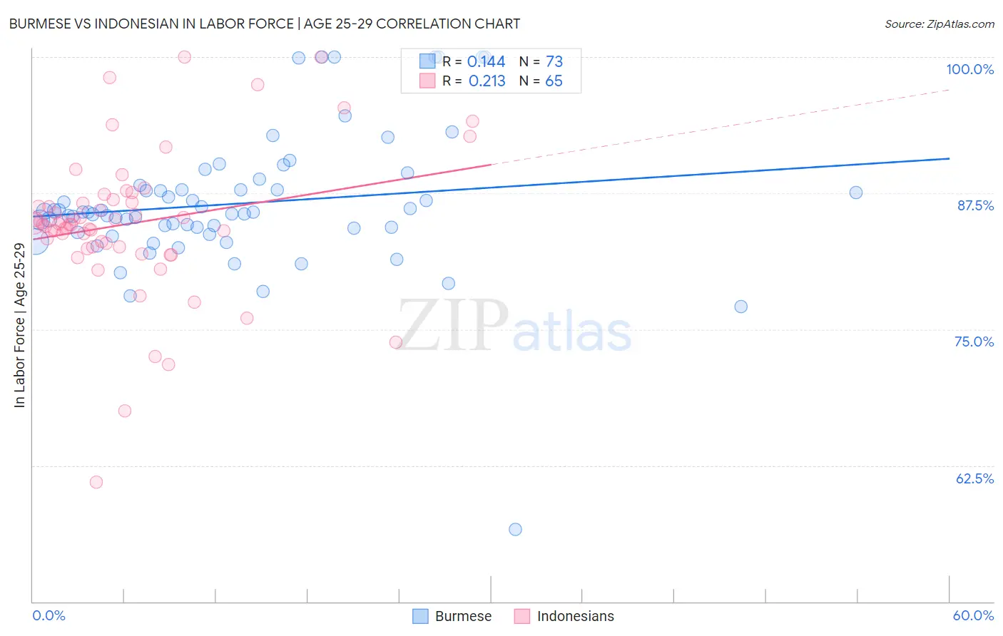 Burmese vs Indonesian In Labor Force | Age 25-29