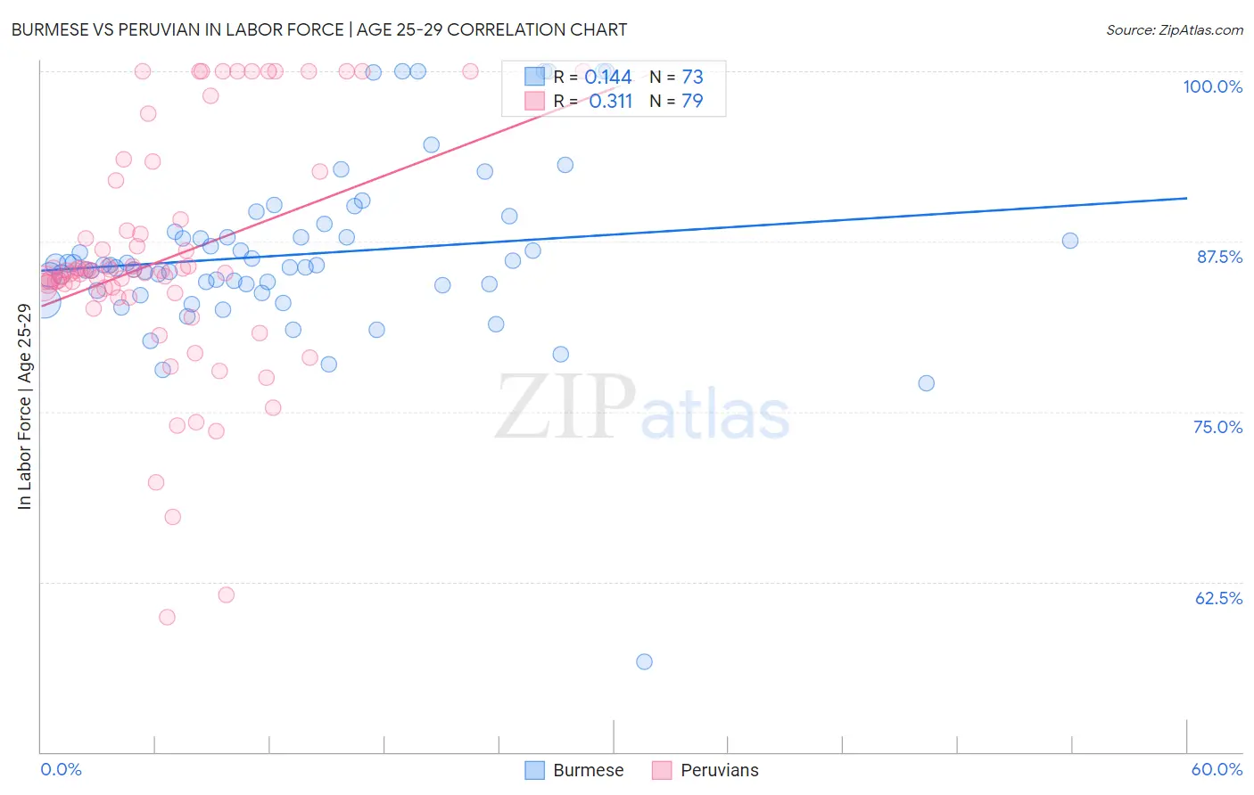 Burmese vs Peruvian In Labor Force | Age 25-29