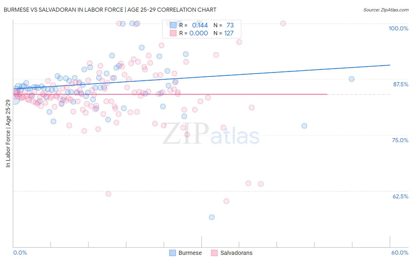 Burmese vs Salvadoran In Labor Force | Age 25-29