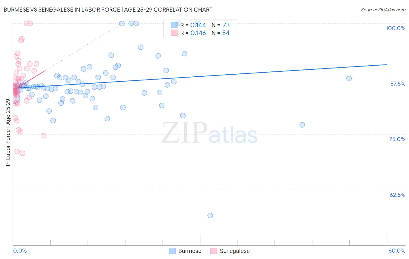 Burmese vs Senegalese In Labor Force | Age 25-29