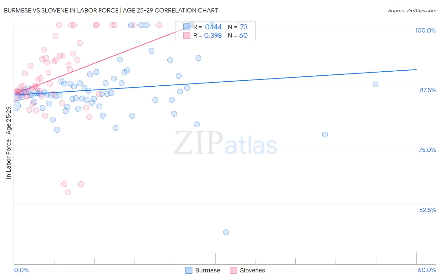 Burmese vs Slovene In Labor Force | Age 25-29
