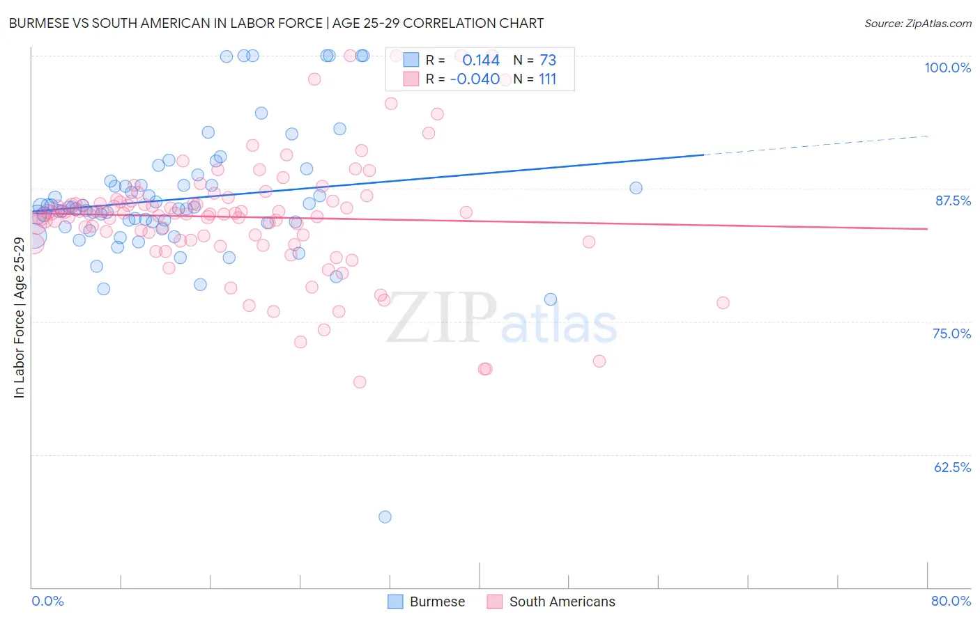 Burmese vs South American In Labor Force | Age 25-29