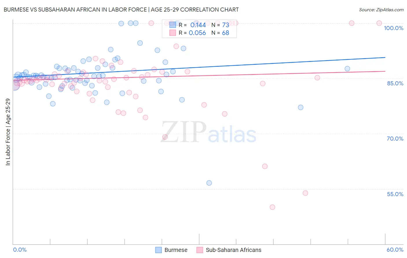 Burmese vs Subsaharan African In Labor Force | Age 25-29